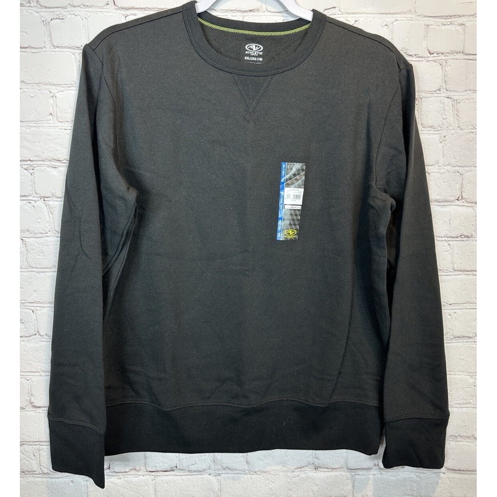 Athletic Works Boys black Fleece Lined Crewneck Sweatshirt Sz 2X, NWT school